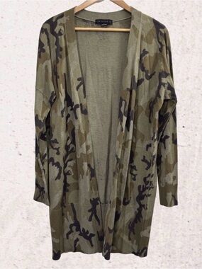 Sanctuary Camo Open-Front Cardigan in Olive and Brown
